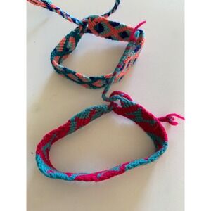Handmade Wool Peru Woven Friendship Bracelet Set Geometric Pattern Alpaca Hippie